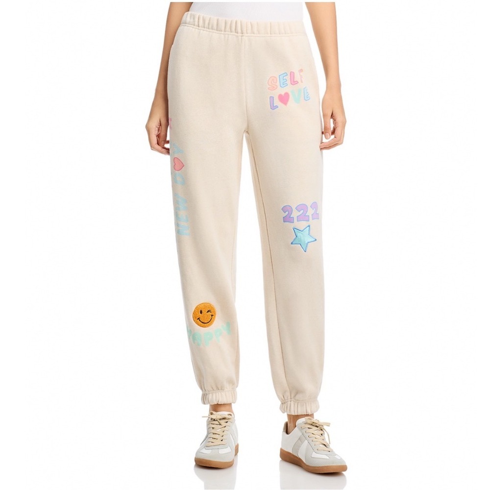 Vintage Havana Graphic Relaxed Ankle Joggers Oatmeal Small B13109